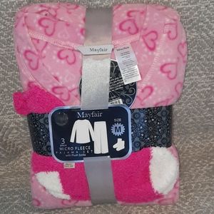 3 Piece Micro Fleece Pajama Set With Plush Socks